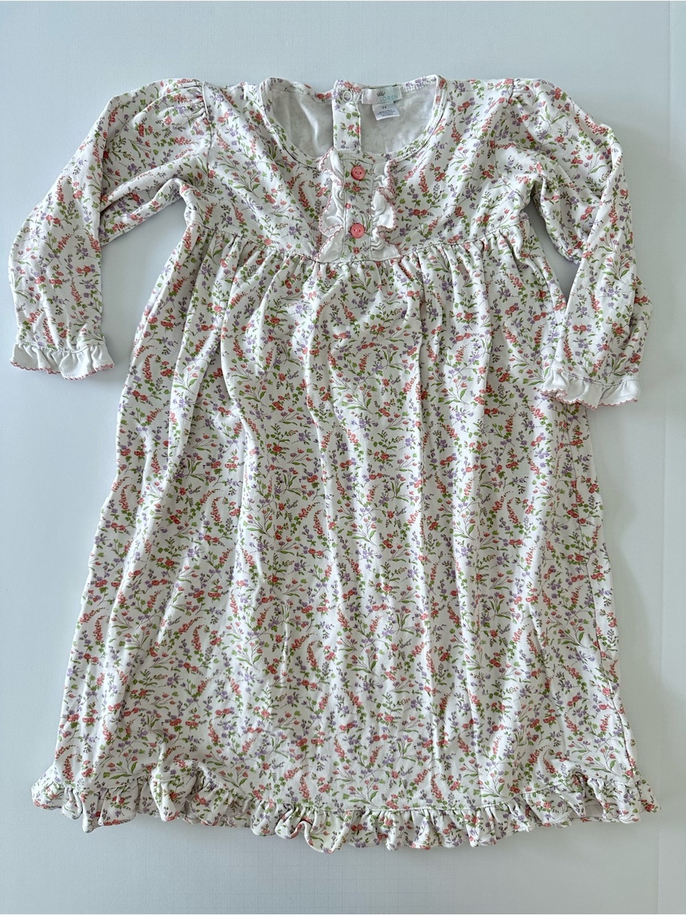 Baby Loren Girls Long Sleeve Floral Cotton Night Gown Dress Size 7